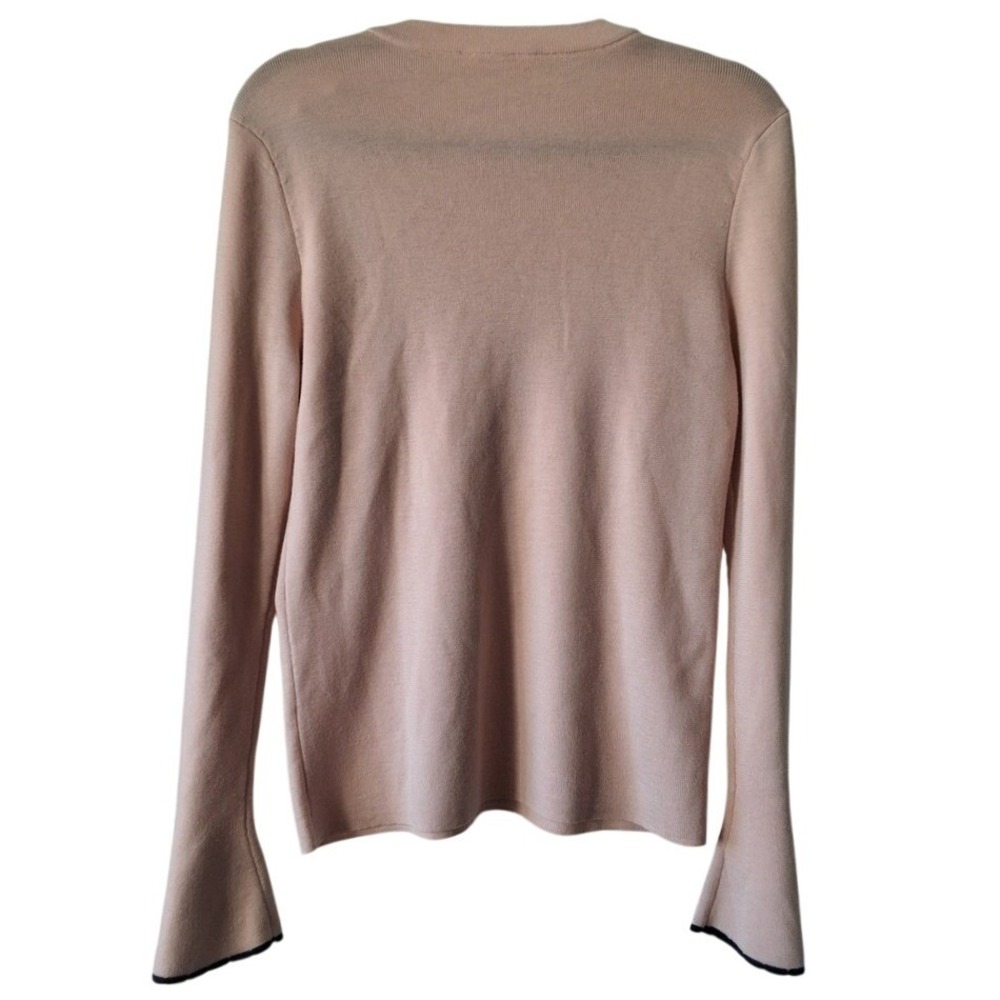 Tory Burch Women‎ M Kimberly Bell Sleeve Merino Wool Holiday Preppy Sweater Pink - Picture 3 of 6